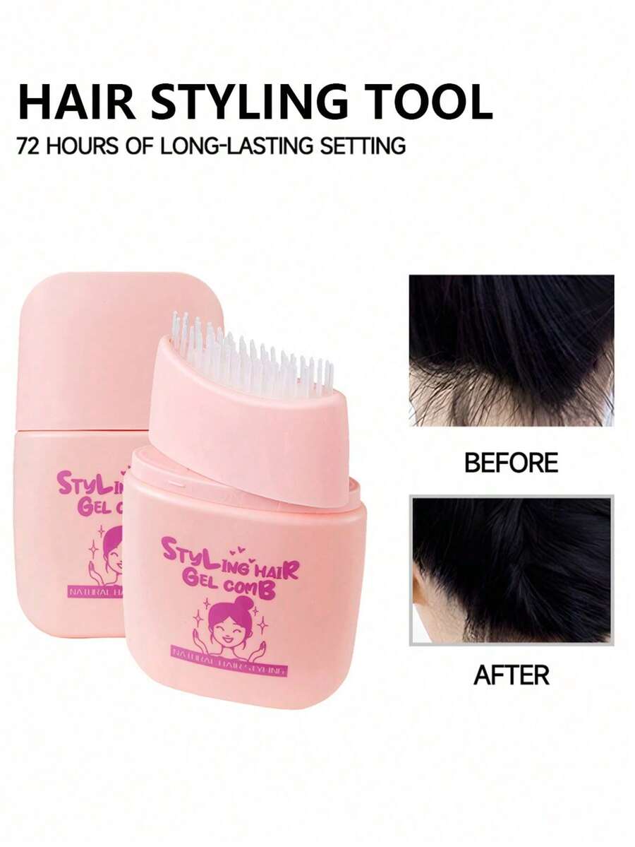 1pc 2-In-1 Hair Styling Comb: Glue-Comb Integrated Solid Hold Gel Stick (Long-Lasting Quick Styling For Hair Care) - Multicolor - View 1