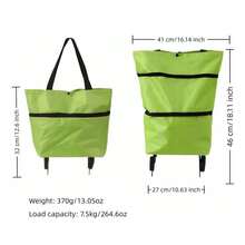 Lekki, składany, zielony wózek sklepowy z kółkami – wytrzymały poliester, ładowność 44,09 funta, zapięcie na zatrzask, poręczny, poręczny, wygodny do dostawy do domu i użytku na zewnątrz - Wielokolorowe - Zobacz 6