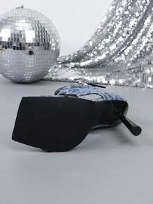 女士优雅绑带高跟凉鞋，适合通勤 - 藍色 - 查看 4