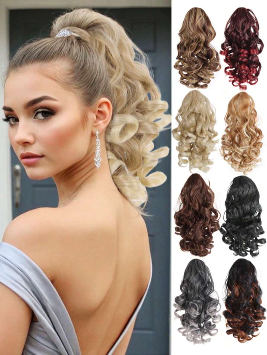 12" Ponytail Extension, Classic Loose Curly Wavy Claw Clip Pony Tails Hair Extensions Hairpieces For Women - Multicolor - View 1