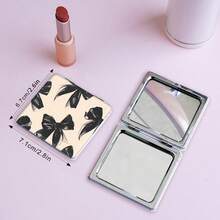1-Y2K Graffiti Pattern Folding Handheld Makeup Mirror Lightweight Ultra-Thin Portable Design Premium PU Leather Material Shimmering Silver Nano-Coated Frame Exquisite Craftsmanship Suitable For Multiple Occasions Foldable Square Portable Design Ideal Makeup Tool Affordable Price Interior Decor - Multicolor - View 9