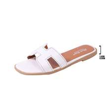 女士休闲纯色露趾平底凉鞋，夏季百搭