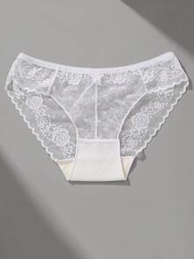 VKME Set de 5 tangas de encaje y malla sexy para mujer - Multicolor - Ver 9