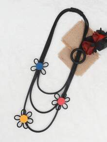 MARLIWOO 1pc Bohemian Style Colorful Floral Accessory Vintage Handmade Fashion Necklace For Women - Multicolor - View 6