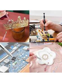 EstiloPinzas para Joyas, 2 Pinzas para joyería, Portaherramientas Herramienta de Recogida de Joyas, Pinzas para Sujetar Catcher Grabber Pinzas Rectas para Hacer Joyas Herramienta con 4 Garras (estilo largo)Versión mejorada - Largo - Ver 8