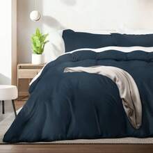 XHJDreamlab Juego de Funda para Edredón 3 Piezas Tela Ultra Suave Premier 1800 de Doble Cepillado Cubia de Duvet y 2 Fundas para Almoada Queen Size 228 x 228 Color Azul Noce - 03AzulNoche - Ver 1