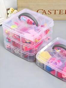 1pc Adjustable 3-Layer Transparent Storage Box, Suitable For Storing Toys, Jewelry And Accessories - With 18 Compartments For Easy Organization , Makeup Room Decor - Multicolor - View 10