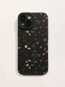 Ditsy Floral Phone Case, Small Flower Print Phone Case, Lens Protection Black Print Phone Case, Compatible With IPhone Case & Galaxy Case - 黑色 - 查看 6