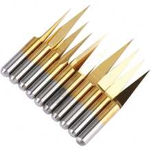 Broca para grabar, 175 mm de titanio recubierta de acero de tungsteno Grabado CNC Herramienta de talla de brocas (10pcs)(3.175 * 10°*0.1),37268661 - Dorado - Ver 6