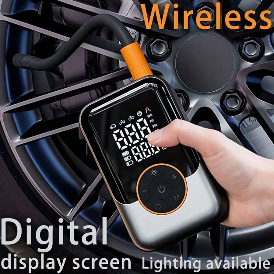 Blekrasi Compresor de aire portátil para neumáticos: manómetro digital, luz LED de emergencia, diseño inalámbrico 4 veces más rápido | Batería recargable | Compresor eléctrico con pantalla digital, ideal para coches, motocicletas, bicicletas y balones deportivos, bomba para neumáticos de coche, inflador para motocicletas, diseño compacto, bomba ligera, materiales de alta calidad, motor eficiente, bomba alimentada por batería, usuarios de kits de emergencia, ciclistas.