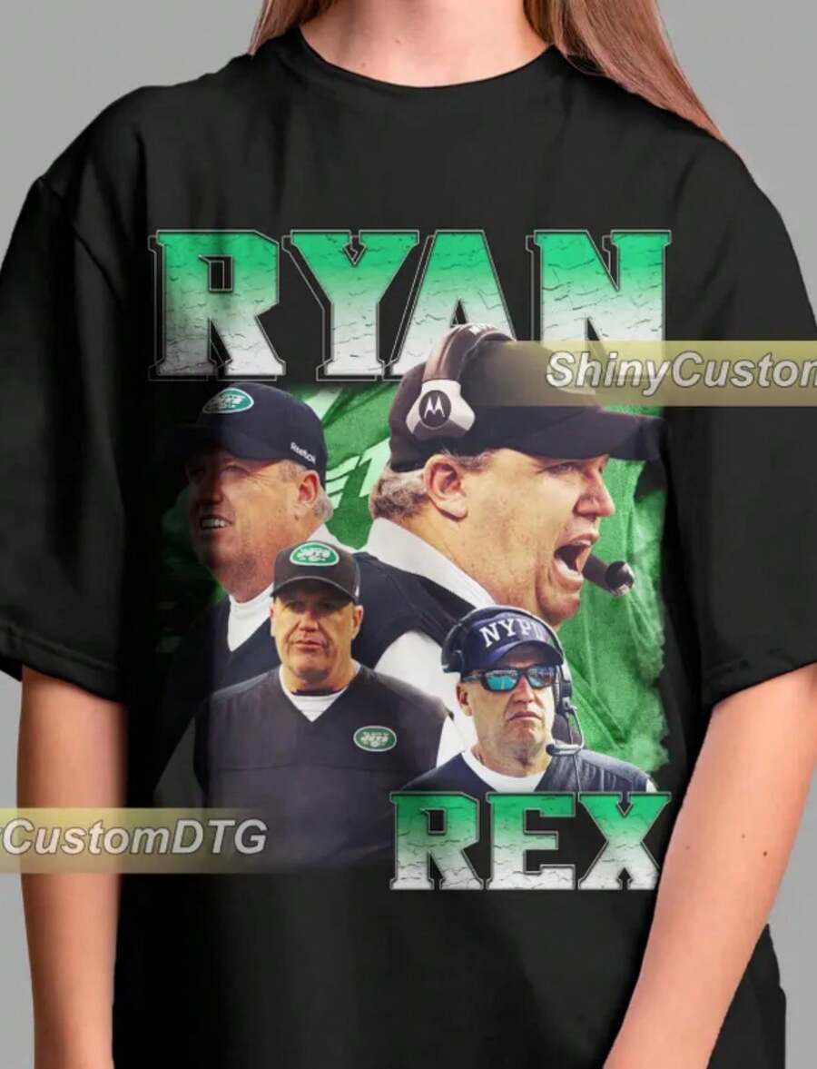 Rex Ryan Shirt American Sport Tshirt Vintage Bootleg Sweatshirt Retro Unisex Graphic Tee Bestseller Design Adult - 黑色 - 查看 1