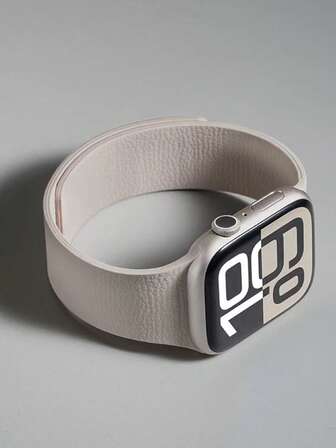 1pc Unisex Litchi Texture Silicone Magnetic Watch Band, Compatible With Apple Watch 42mm, 38mm, 40mm, 41mm, 44mm, 45mm, 46mm, 49mm, Fashionable Smart Watch Replacement Strap For Series Ultra2, Ultra SE2, SE 11, 10, 9, 8, 7, 6, 5, 4, 3, 2, 1