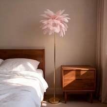 1pc Creative Ostrich Feather Floor Lamp, Dimmable 3-Color Changing Warm Lighting For Bedroom, Living Room, Wedding Decor, Charging Version Includes 1 Data Cable - Gold Charging Version - View 7