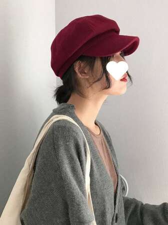 1 pieza Boina de lana de unicolor, Gorra de estilo británico vintage tipo "newsboy", Gorra de pintor, Versátil para salidas, negocios, uso diario, otoño/invierno