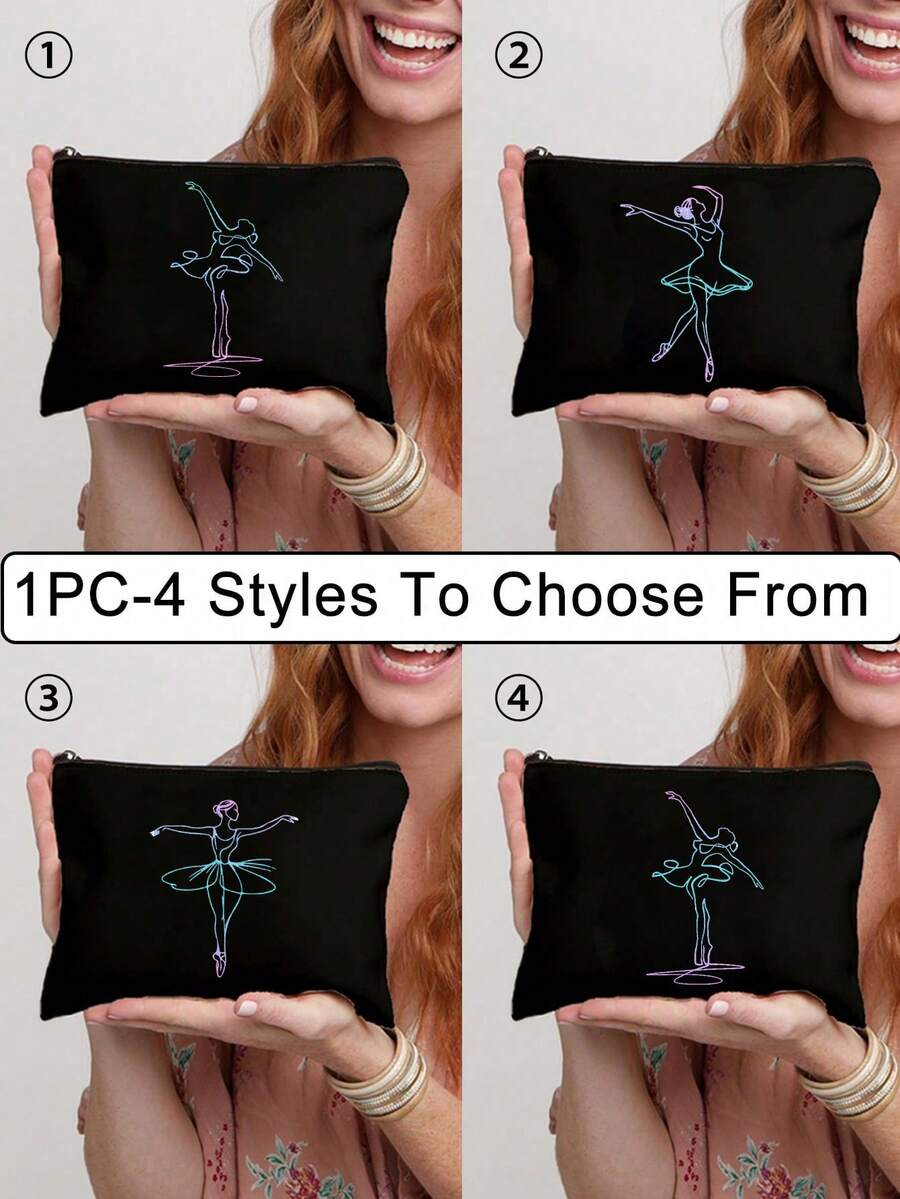 Elegante bolsa de aseo para mujer con estampado degradado de ballet, bolsa de almacenamiento de maquillaje portátil, accesorio de viaje de moda, bolsa de cosméticos con cremallera, adecuada para vacaciones, hoteles, oficinas, baños y otras ocasiones. Regalo para amigas, hermanas, regalo de Año Nuevo, regalo de Ramadán, regalo del Día de San Valentín, regalo de cumpleaños, recuerdos de boda, obsequios para damas de honor. - Multicolor - Ver 1