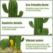 Decoración de tanque de reptiles, escondite de lagarto y plantas cuevas, decoraciones de terrario, cactus de resina, desierto, acuario, tanque de hábitat, accesorios para dragón barbudo, camaleón, leopardo, gecko, serpiente (cactus) - Cactus - Ver 5