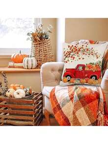 EstiloJuego De 4 Fundas De Almohada De OtoñO De 18 X 18 Pulgadas, Funda De CojíN De Lino Para Sofá, DecoracióN De OtoñO, Adecuado Para La DecoracióN Del Hogar (Estilo D)VersióN Mejorada - Tipo D - Ver 8