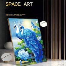 SNA 2026新款DIY蓝色孔雀十字绣刺绣入门套装，手工缝纫工艺套装，家居装饰DIY套装，刺绣套装，钩针套装，戳针套装，缝纫配件，缝纫工具包，绣线，针线活用品，缝纫图样，钩针工艺用品，刺绣入门套装 - 需要自己繡製不含框架 - 查看 7