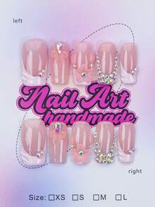 10 Stücke quadratische handgemachte Nagelspitzen, Y2K Girly Stil, nude & weiße Farbe mit französischen Spitzen, Blumen, Linien, Schleifen Dekor, glänzende Nagelkunst Teile, geeignet für Party, Hochzeit, Alltag, inklusive Werkzeug-Set, tolles Geschenk für Frauen & Mädchen Nägel Nagelbedarf - Rot-Weiß - Übersicht 1