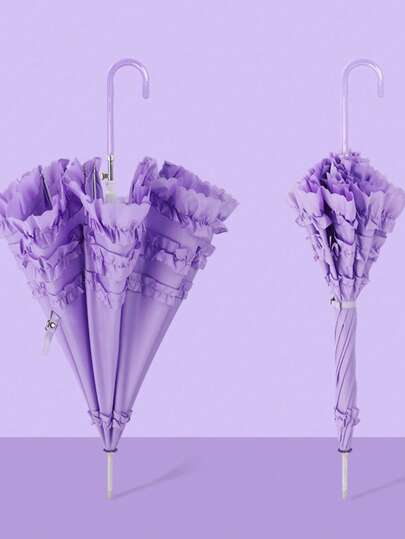 1pc Lolita Ruffled Umbrella, Princess Style Vintage European Floral Lace Parasol,Cute Stuff