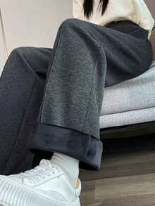 女士简约宽松直筒长裤