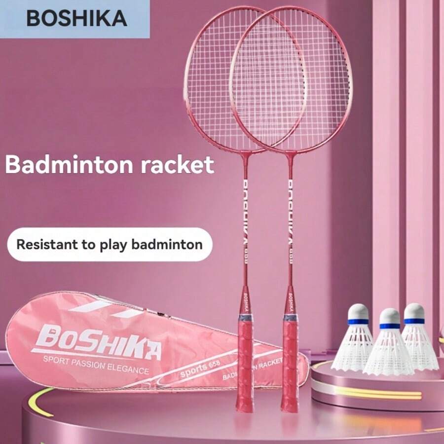 2pcs/Set Boshicard Badminton Racket For Beginners & Adults, With Racket Bag - Blue - View 1