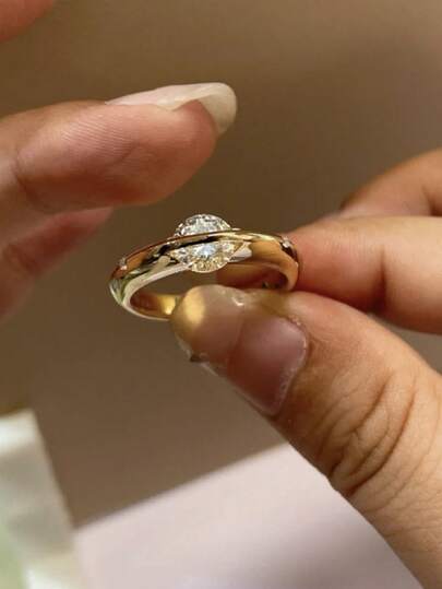 rakol Fashionable Cubic Zirconia Decorated Dynamic Revolving Planet Ring, Suitable For Women's Daily Wear