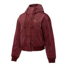 Adidas 女士棉质羽绒服 LNY JKT，简约连帽户外保暖运动休闲羽绒服 KT0723 - 酒紅色 - 查看 1