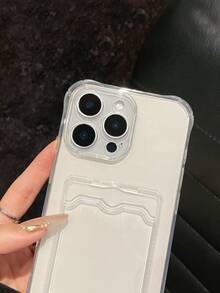 Minimalist Transparent Card Holder Phone Case, Shockproof, Lens Protection, Card Slot For Photos/Cards, Frame Function, Full Coverage Soft Case, Compatible With IPhone 16/13 Series, 17 Pro Max/17 Series, Shockproof Phone Case - Clear - View 7