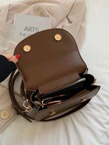 1. Letter Pattern Saddle Bag, 2. Fashionable Solid Color Crossbody Bag, 3. Women's Small Flap Wallet - Cà phê nâu - Xem 4