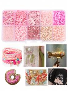 beadia Glass Seed Beads Tube Beads Set, 10 Types Assorted Glass Beads With Sequins For Jewelry Making, Seed Bead Kit For DIY Bracelets, Necklaces, Waist Bead Making Kit Craft Supplies - Hồng - Xem 1
