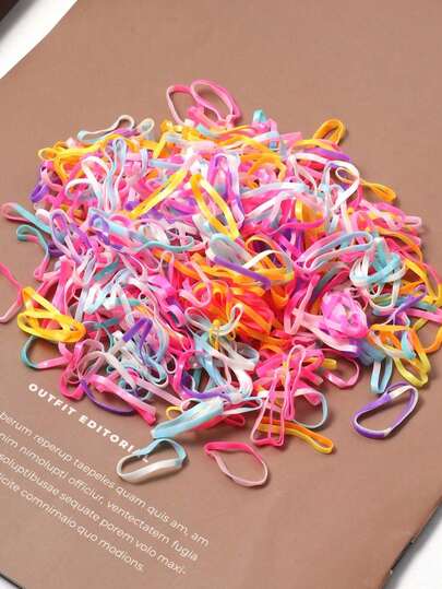 500个/包 高弹力黑色一次性发圈，马尾辫发带，发箍，女孩发饰，运动健身服饰