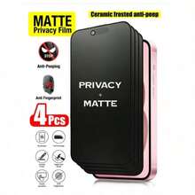 4pcs Matte Privacy Screen Protector Film, Soft Material, Full Coverage, Anti-Spy, Anti-Glare, Ceramic Film, Anti-Fingerprint, Compatible With IPhone 17 Pro Max 6.9 Inch, Also Compatible With IPhone 17 Pro Max, 17 Air, 16 Pro Max/16 Pro/16 Plus/16/15 Pro Max/14 Pro Max/13 Mini/12/11/XS Max/XR/8 Plus/7 Plus - 4pcs - View 28