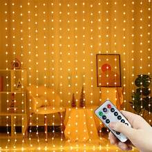 USB窗帘灯,暖白/彩色,8种模式,带遥控器,LED窗帘灯,适用于房间、卧室、节日、圣诞节、万圣节、家居装饰、派对装饰等场合。 - USB窗簾燈串 - 查看 3