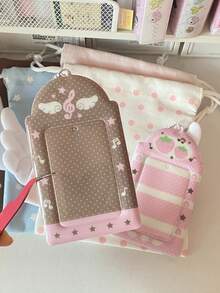 Sweet Pink Notes Wings Card Cover Display Pendant Small Card Holder Grid Strawberry 3inch Photocard Holder DIY INS Photo Cover - Color - View 9