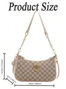 Women's Vintage Crossbody Bag With Gold Chain And M Pattern - Black/Brown/Cream Fashion Shoulder Bag, Fashion Handbag, Metal Decoration, Designer-Inspired Tote Bag, Elegant Everyday Clutch, Crossbody Bag - 彩色 - 查看 7