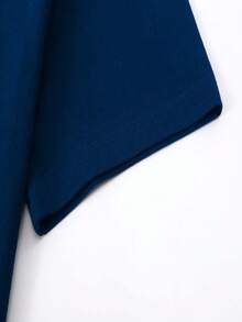 Black T-Shirt With Lettering And A Yellow Triangular Pattern - Navy Blue - View 3