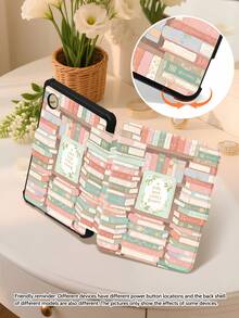 This E-Book Shockproof Cover Is Designed For Book-Loving Girls, Featuring A Bookshelf And Book-Themed Pattern With Beautiful Illustrations. Lightweight And Portable, Made Of High-Quality Materials, With Auto Wake/Sleep Function And Corner Protection, Making It A Romantic And Thoughtful Gift. - Multicolor - View 9