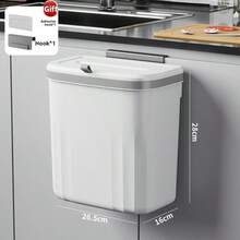 Wall-Mounted Kitchen Trash Can, Compost Bin, Suitable For Countertop Or Under Sink, With Lid, Hanging Small Kitchen Garbage Can, Bathroom Waste Basket (White)