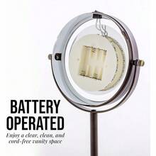 Ovente MLT60ABZ1X7X - Espejo de tocador iluminado de 6 pulgadas 1 LED de aumento 7X 360 grados ajustable doble cara giratorio soporte de  personal escritorio baño funciona con pilas círculo grande bronce envejecido MLT60ABZ1X7X - Bronce antiguo+17,8L x 2,5A cm - Ver 4