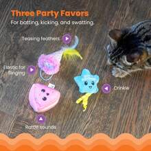 Catstages Happy Purrthday Cat Toys, 3-Pack Catnip Plush Toys With Crinkle, Feathers &Amp; Dental Mesh, Multicolored - ColorD - 查看 3