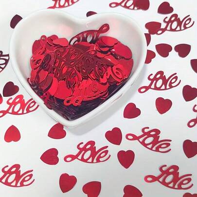 1 Pack Metallic Foil Heart Shaped Confetti In Gold, Red, Silver Colors, Perfect For Valentine's Day, Wedding, Anniversary, Shower And Birthday Party Table Decor