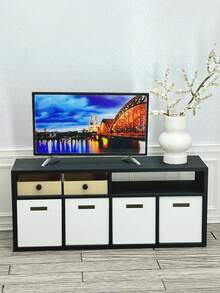 1:12 Scale Minimalist Plastic Dollhouse TV Stand - Bookcase Function & Drawer Storage, Optional Decor Accessories, TV Not Included - Multicolor - View 3