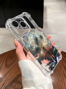 Funda para teléfono con diseño  Blue Peony Bloom Element, compatible con los modelos de  16, 15, 14 Pro Max, 13, 12, 11, XR y XS Plus. Fabricada en silicona TPU, ofrece protección contra golpes y caídas, además de una excelente sensación al tacto. Es el regalo ideal para familiares, amigos y seres queridos. - transparente - Ver 3