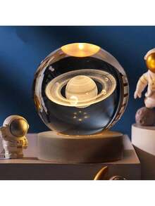 EstiloBola de Cristal 3D de Saturno, Luna Glass Ball, Luz Nocturna de Bola de Cristal, Bola de vidrio de Saturno, Esfera de Vidrio con Base de Madera, Cumpleaños, Navidad, Astronomía, Regalos EspacialesVersión mejorada - Jesús - Ver 1