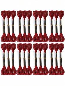 Estilo24 Uds.Hilo De Punto De Cruz, Hilo De Bordar De AlgodóN Trenzado Rojo, Herramientas De Bordado, Hilos De AlgodóN, Hilos De Bordar RojoVersióN Mejorada - 1 - Ver 2