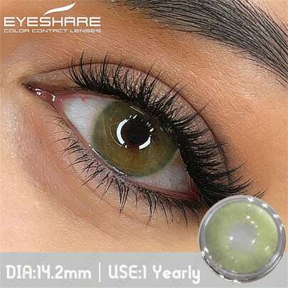  EYESHARE 1 Pair Natural Light Lenses Fashion Color Contact Lenses Soft Gray Beauty Pupils Brown Eyes Contact For Eye Makeup Green Eye Lenses 1-Year Disposable Cosmetic Lenses