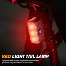 2-In-1 Rechargeable Bicycle Light Kit - Front Light + Rear Light Combination, 3 White And 3 Red LED Lights, 5 Types Of Front Lights + 7 Ypes Of Rear Lights Suitable For Outdoor Night Riding Lighting - Multicolor - View 8
