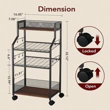 Can Organizer Pantry - Rolling Snack Cart, Multi - Layer Soda Can Organizer Pantry, Mobile Beverage Storage Rack With Wheels, Versatile Metal Shelf Kitchen And Office, Black Brown - Black Brown - View 3