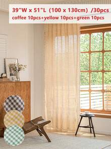 1/30 piezas Cortina a cuadros con borlas estilo bohemio, decoración de cortina de estilo granja para cocina, apta para dormitorio, sala de estar, cocina, vacaciones, fiestas, decoración diaria del hogar - Multicolor - Ver 13